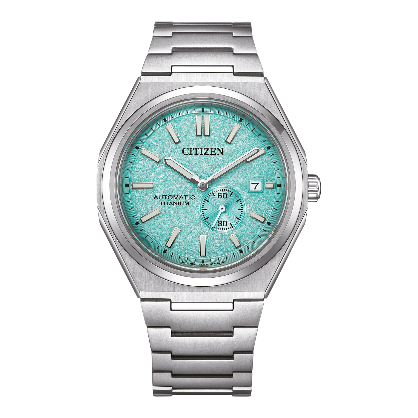 Citizen NJ0180-80M  Zenshin Super Titanium Automatic 42mm Textured Light Blue Dial Super Titanium Bracelet Men’s Watch