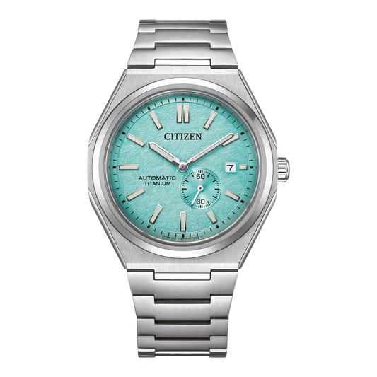 Citizen NJ0180-80M  Zenshin Super Titanium Automatic 42mm Textured Light Blue Dial Super Titanium Bracelet Men’s Watch