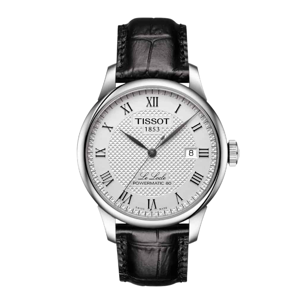 Tissot T0064071603300 Le Locle Powermatic 80 Silver Dial Black Leather Strap Men's Watch