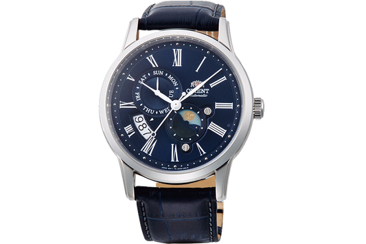 ORIENT RA-AK0011D10B Bambino Sun and Moon Classic Leather Strap Men's Watch