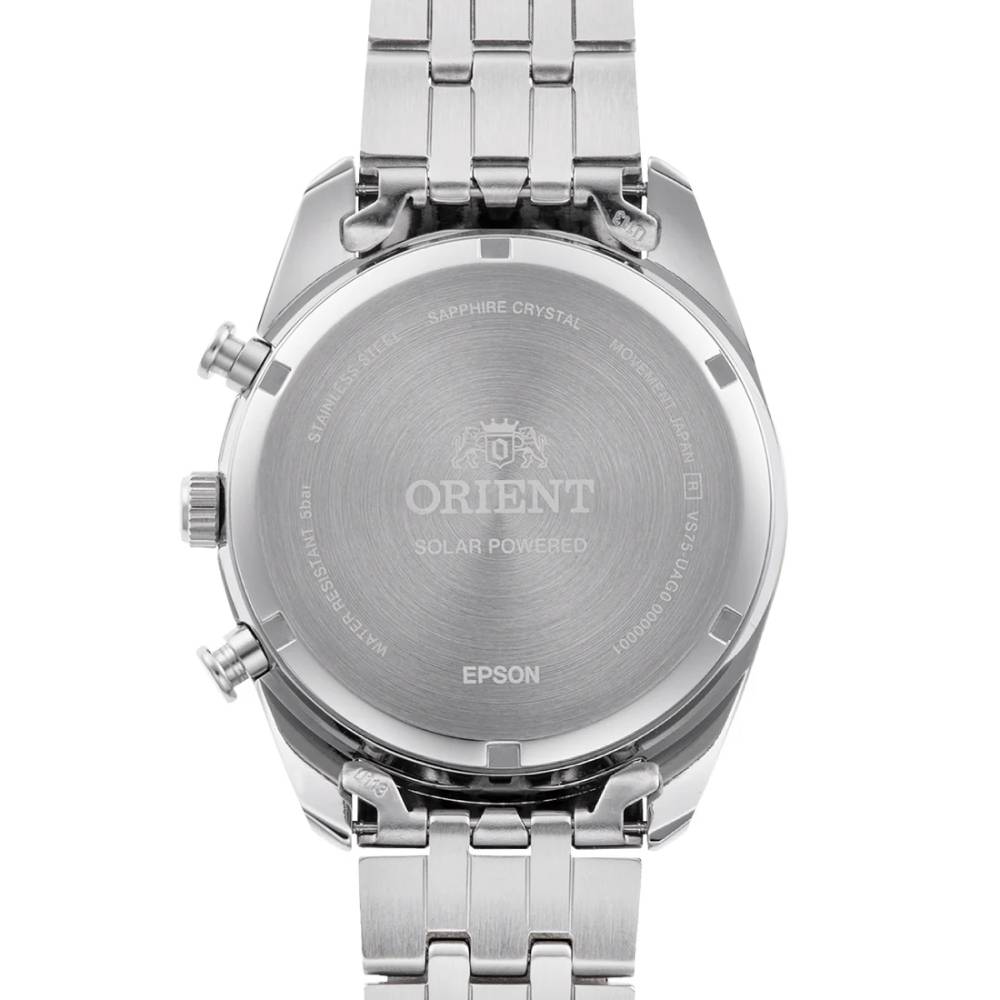 Orient RA-TX0305S Solar Chronograph White Panda Dial Stainless Steel Men's Watch