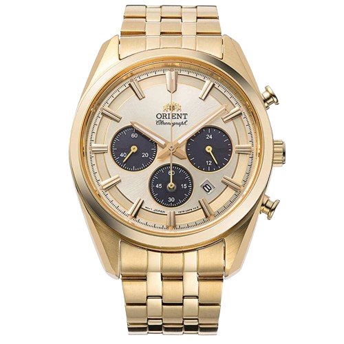 Orient RA-TX0301G Solar Chronograph Golden Dial Stainless Steel Men's Watch