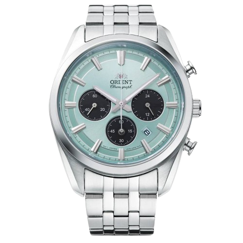 Orient RA-TX0304L Solar Chronograph Turquoise Dial Stainless Steel Men's Watch