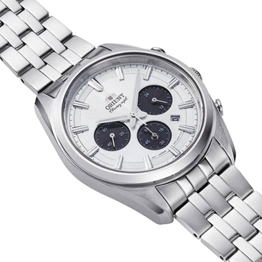 Orient RA-TX0305S Solar Chronograph White Panda Dial Stainless Steel Men's Watch