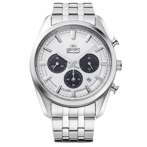 Orient RA-TX0305S Solar Chronograph White Panda Dial Stainless Steel Men's Watch