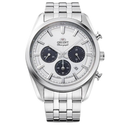 Orient RA-TX0305S Solar Chronograph White Panda Dial Stainless Steel Men's Watch
