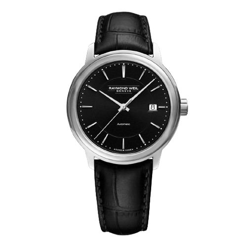 Raymond Weil 2237-STC-20011 Maestro Automatic Black Dial Black Leather Men’s Watch