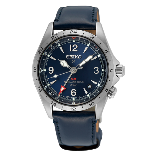 Seiko SPB377J1  Prospex Alpinist Mechanical GMT Blue Leather Strap Men's Watch
