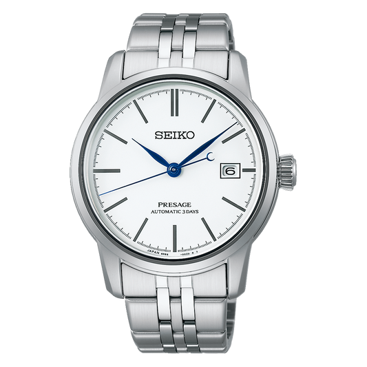 Seiko SPB403J1  Presage Craftsmanship Series Automatic Pure White Enamel Dial Stainless Steel Men's Watch