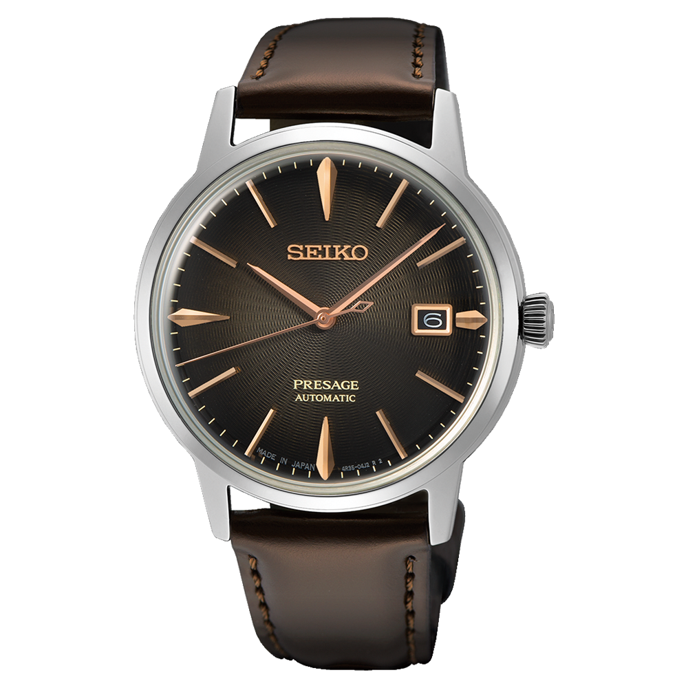 Seiko SRPJ17J1 Presage Cocktail Time The Irish Coffee Leather Strap Men's Watch