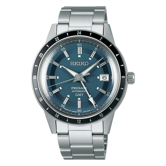 Seiko SSK009J1 Presage Petrol Blue Style 60s Road Trip GMT Men's Watch