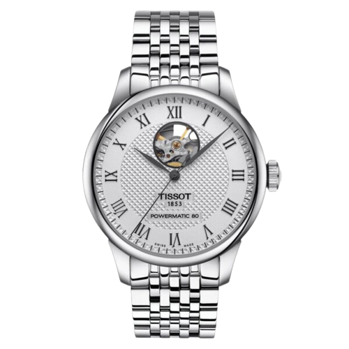Tissot T0064071103302 Le Locle Powermatic 80 Silver Open Heart Dial Stainless Steel Bracelet Men's Watch