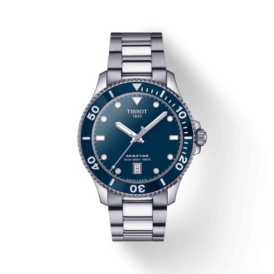 Tissot T1204101104100 Seastar 1000 40mm Blue Dial Stainless Steel Bracelet Men's Watch - mzwatcheslk srilanka