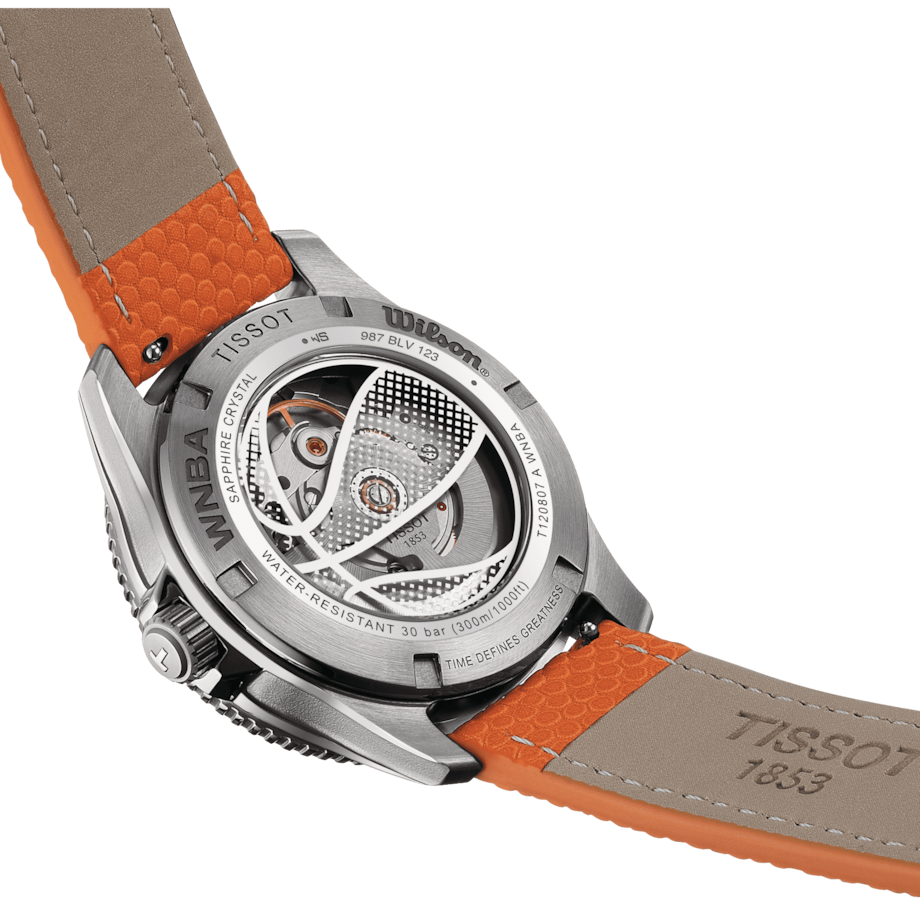 Tissot  T1208071705100 Seastar Wilson WNBA Special Edition Automatic 40mm Black Dial White & Orange Synthetic Straps Men & Women Watches