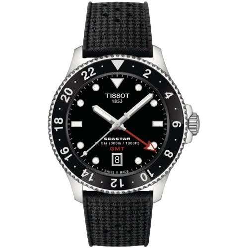 Tissot  T1208521705100  Seastar 1000 Quartz GMT 40mm Black Dial Black Rubber Strap Men's Watch