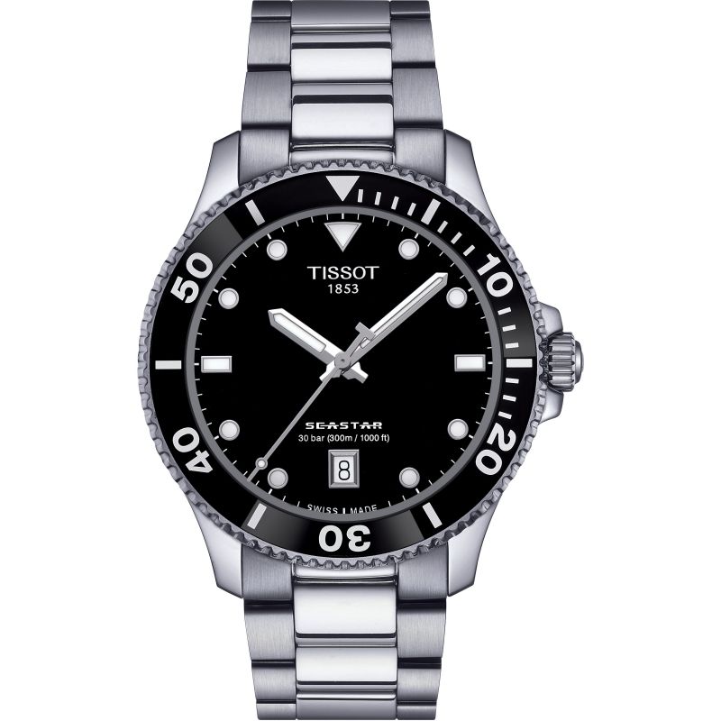 Tissot T1204101105100 Seastar 1000 40mm Black Dial Stainless Steel Bracelet Men's Watch - mzwatcheslk srilanka