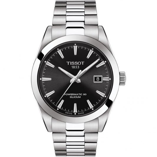 Tissot T1274071105100 Gentleman Powermatic 80 Silicium (40mm) Black Dial Stainless Steel Men's Watch - mzwatcheslk srilanka