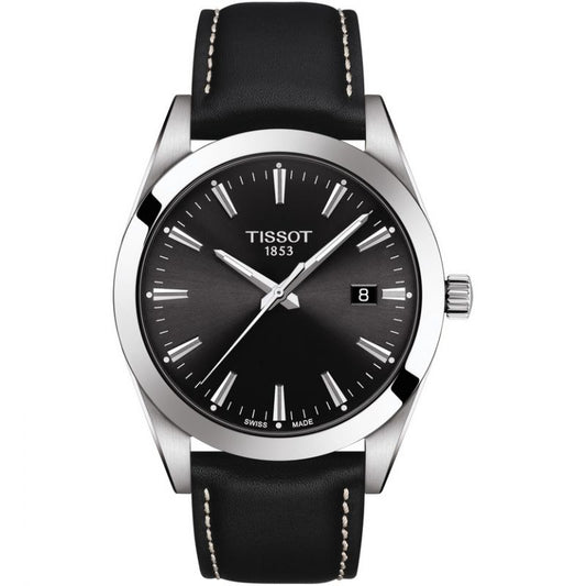 Tissot T1274101605100 Gentleman Black Leather Strap Black Dial Men's Watch - mzwatcheslk srilanka