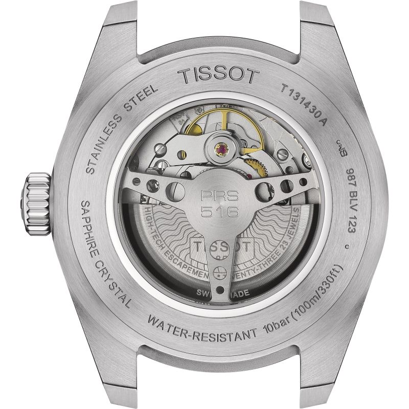 Tissot  T1314301603200  PRS 516 Powermatic 80 Silver dial Brown Leather Strap Men's Watch