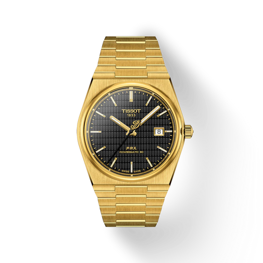 Tissot  T1374073305100  PRX Powermatic 80 Damian Lillard Special Edition 40mm Black Dial Gold Stainless Steel Bracelet Men's Watch