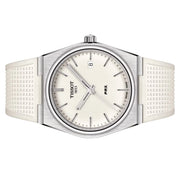 Tissot T1374101701100 PRX 40mm White Luminous Dial White Rubber Strap Men's Watch - mzwatcheslk srilanka