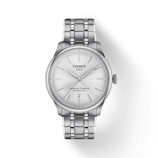 Tissot T1398071103100 Chemin Des Tourelles Powermatic 80 Silver Dial Stainless Steel Bracele Men's Watch - mzwatcheslk srilanka