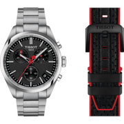 Tissot T1504171105101  PR 100 Vuelta 40mm Black Chronograph Dial Stainless Steel and Black Strap Set Men's Watch