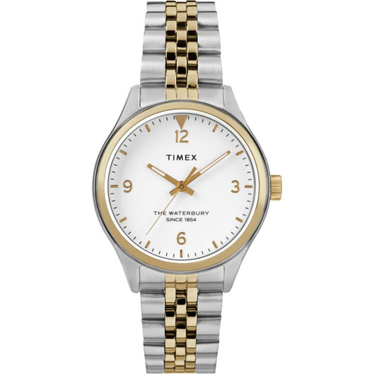 Timex TW2R69500 Waterbury White Dial Two Tone Stainless Steel Bracelet Women's Watch - mzwatcheslk srilanka
