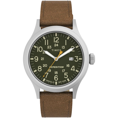Timex TW4B23000 Expedition Scout Green Dial Brown Leather Strap Men's Watch