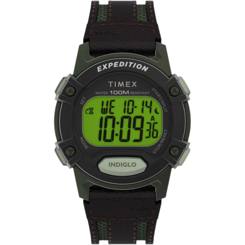 Timex TW4B24400 Expedition Digital Black Leather Strap Men's Watch