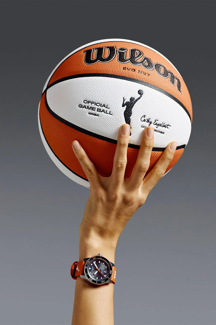 Tissot  T1208071705100 Seastar Wilson WNBA Special Edition Automatic 40mm Black Dial White & Orange Synthetic Straps Men & Women Watches