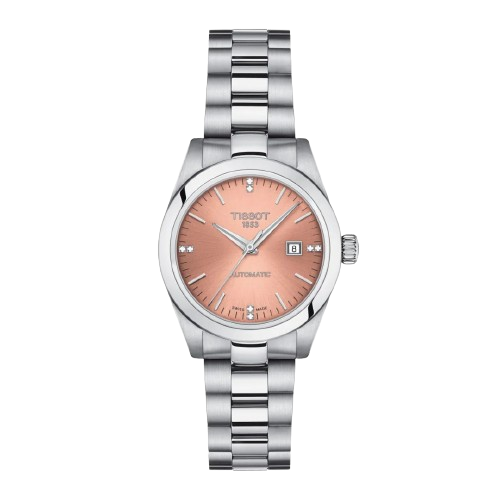 Tissot T1320071133600 T-My Lady Automatic Diamond 29.3mm Pink Dial Stainless Steel Bracelet & Brown Leather Strap Women’s Watch