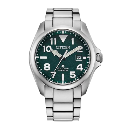 Citizen  BN0241-59W Promaster Tough Eco Drive 41mm Green Dial Super Titanium Bracelet Men’s Watch