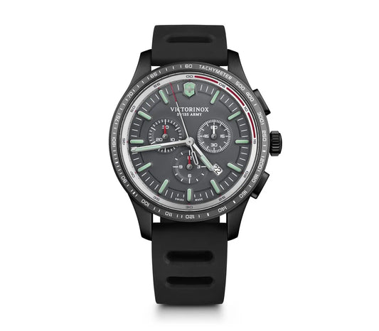 Victorinox Swiss Army 241818 Alliance Sport Chronograph PVD Grey Dial Black Rubber Men's Watch - mzwatcheslk srilanka