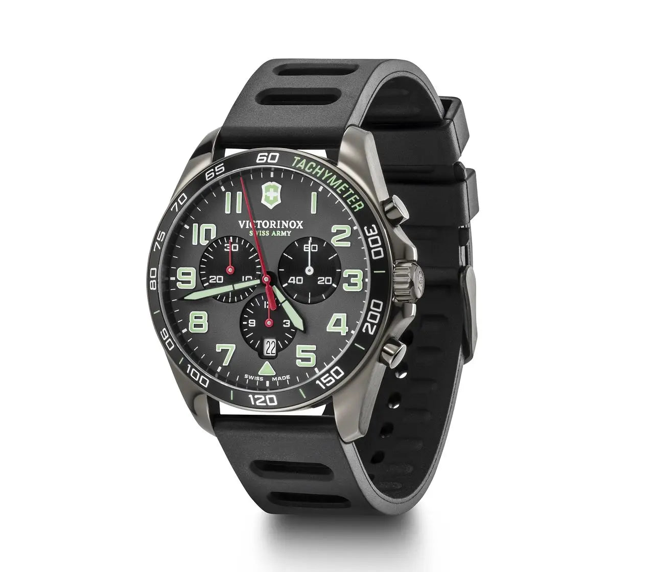 Victorinox Swiss Army 241891 FieldForce Sport Chrono 42 Grey Dial Black Rubber Strap Men's Watch - mzwatcheslk srilanka