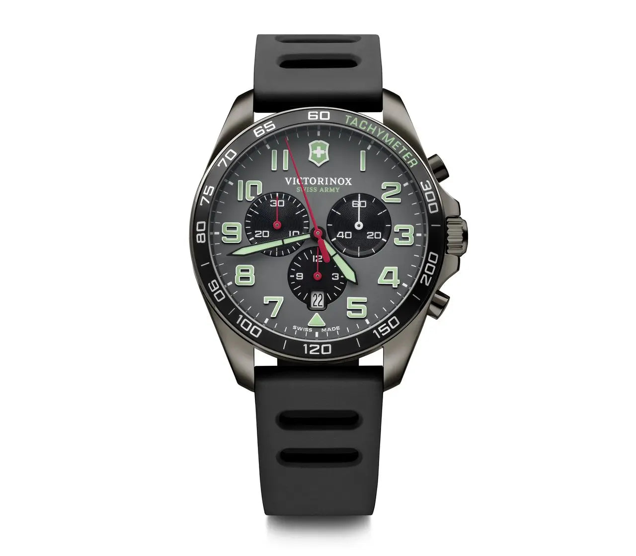 Victorinox Swiss Army 241891 FieldForce Sport Chrono 42 Grey Dial Black Rubber Strap Men's Watch - mzwatcheslk srilanka