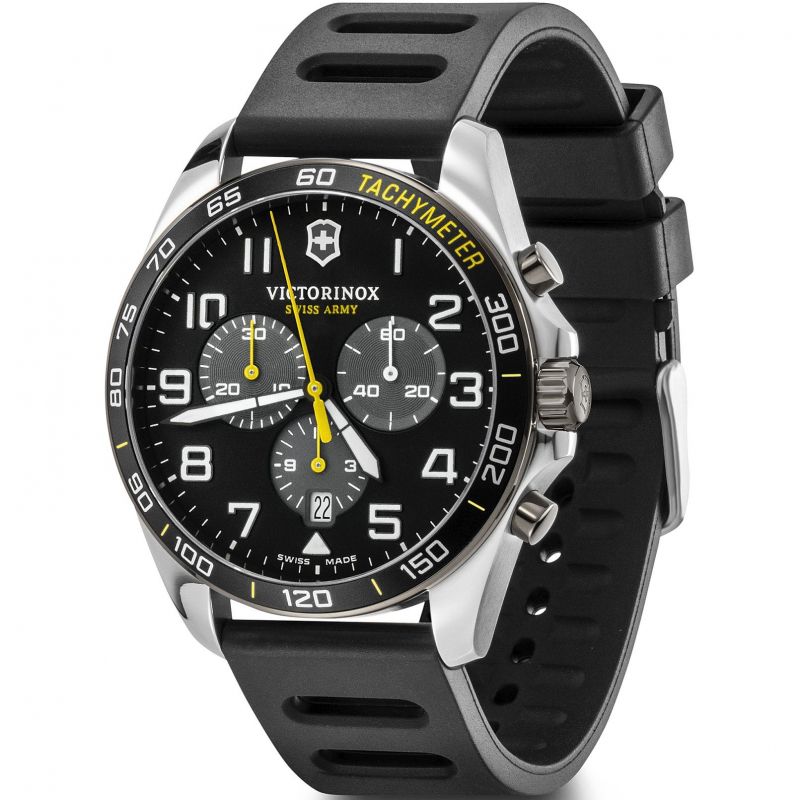 Victorinox Swiss Army 241892 FieldForce Sport Chrono 42m Black Dial Black Rubber Men's Watch - mzwatcheslk srilanka