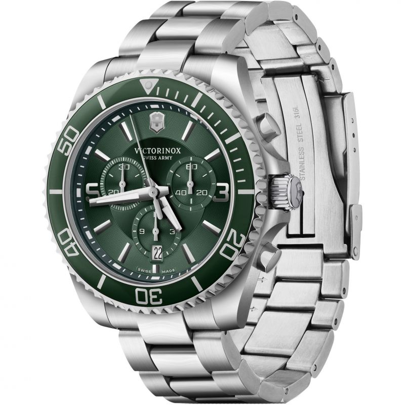 Victorinox Swiss Army 241946 Maverick Chronograph Stainless Steel Bracelet Green Dial Men's Watch - mzwatcheslk srilanka