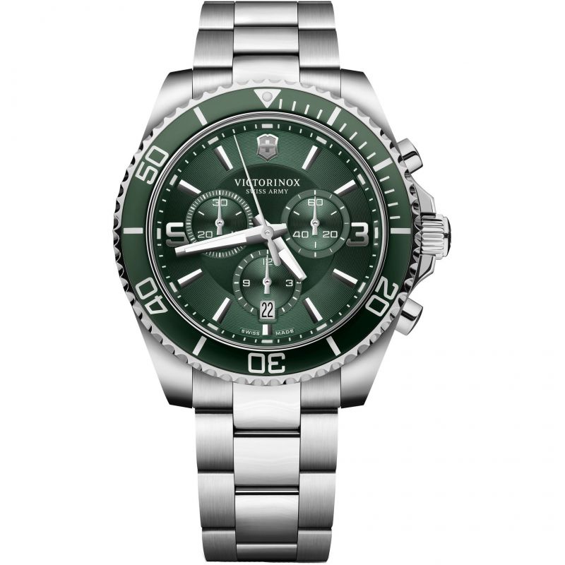 Victorinox Swiss Army 241946 Maverick Chronograph Stainless Steel Bracelet Green Dial Men's Watch - mzwatcheslk srilanka
