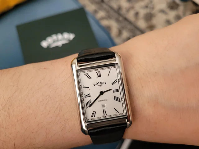 Rotary GS05280 01 Cambridge Date Square Black Leather Strap Men s
