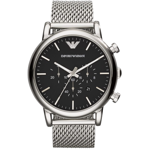 Emporio Armani AR1808 Black Chronograph Dial Steel Mesh Bracelet Men's Watch