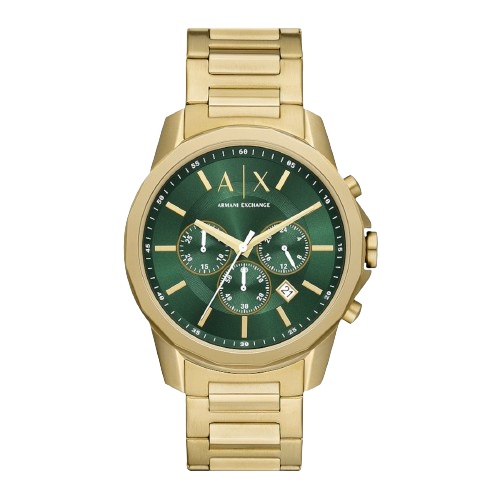 Armani Exchange AX1746 44mm Green Chronograph Dial Gold Tone Stainless Steel Bracelet Men's Watch