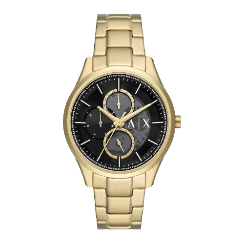 Armani Exchange AX1875 42mm Black Dial Gold Tone Stainless Steel Brace ...