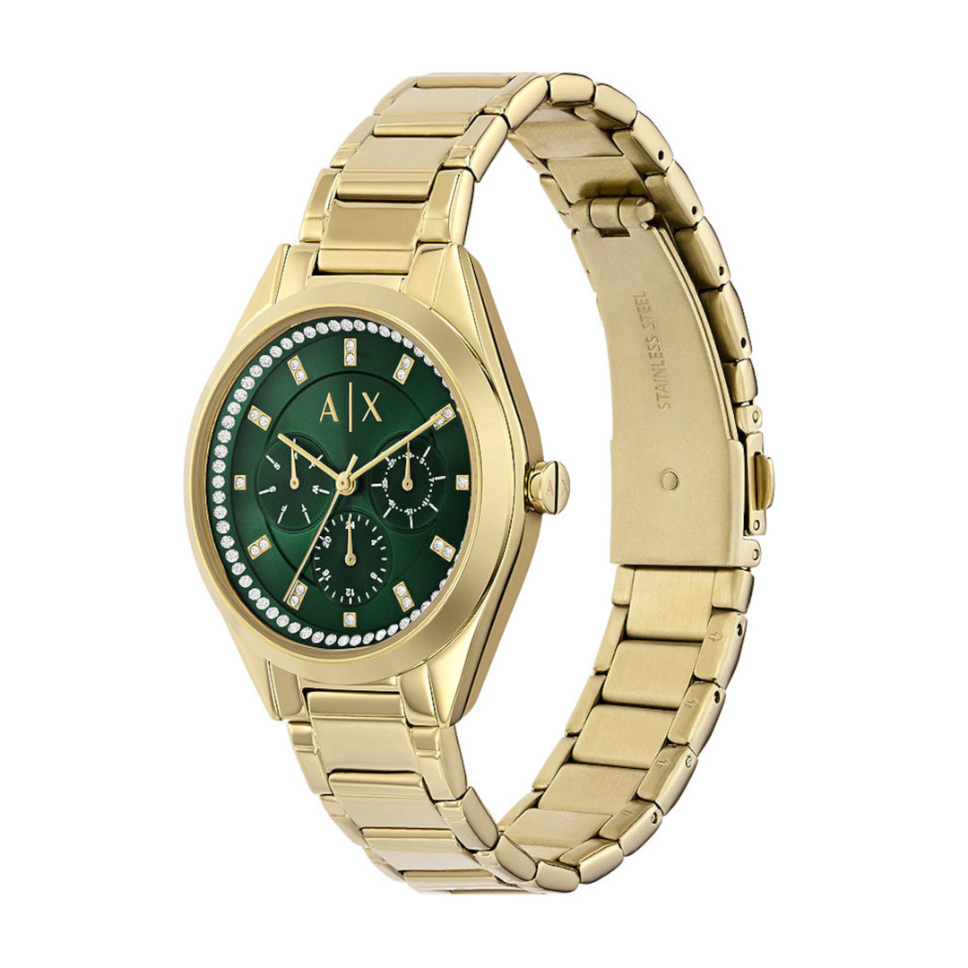 Armani Exchange AX5661 38mm Green Dial Gold Tone Stainless Steel Bracelet Women's Watch