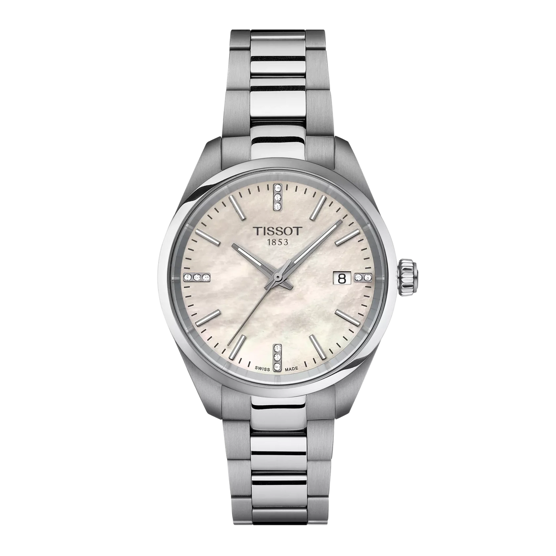 Tissot T1502101111600 PR 100 (34mm) White Mother of Pearl Dial Stainless Steel Bracelet Women's Watch