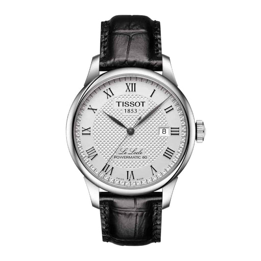 Tissot T0064071603300 Le Locle Powermatic 80 Silver Dial Black Leather Strap Men's Watch - mzwatcheslk srilanka