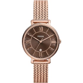 Fossil  ES5322 Jacqueline 36mm Brown Dial Rose Gold Tone Stainless Steel Bracelet Women's Watch