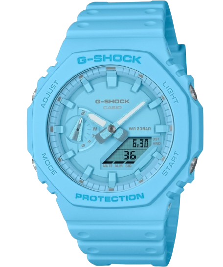 Casio GA-2100-2A2ER G Shock One Tone 2100 Series Ultra Blue Dual Display  Men's Watch