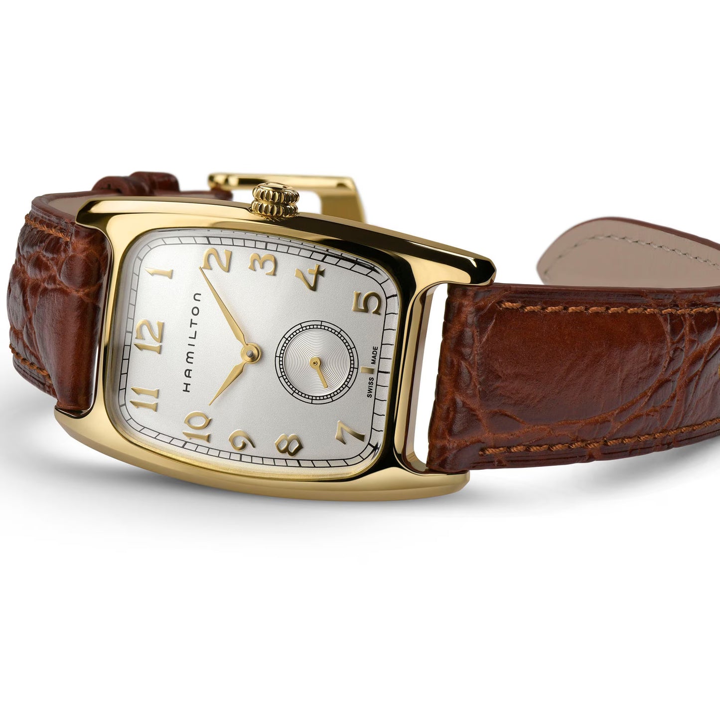 Hamilton  H13431553 American Classic Boulton Quartz As Seen In Indiana Jones 27mm White Dial Brown Calf Leather Men's & Women's  Watch