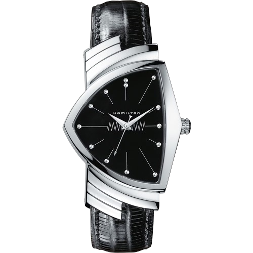 Hamilton H24411732  Ventura Quartz Men in Black - 1997, 2012, 2019 32.3mm Black Dial  Black Leather Strap Men & Women Watches